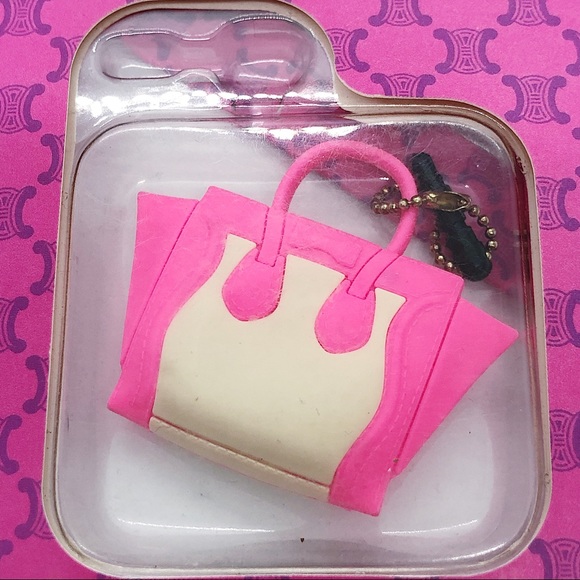 Pink/Beige Silicone Purse Cell Phone Charm - Picture 3 of 3